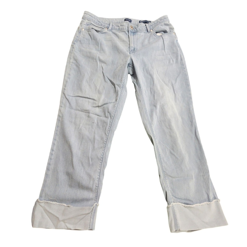 J.Jill Denim Light Wash Cuffed Boyfriend Jeans Women 12 Light Blue Straight Leg